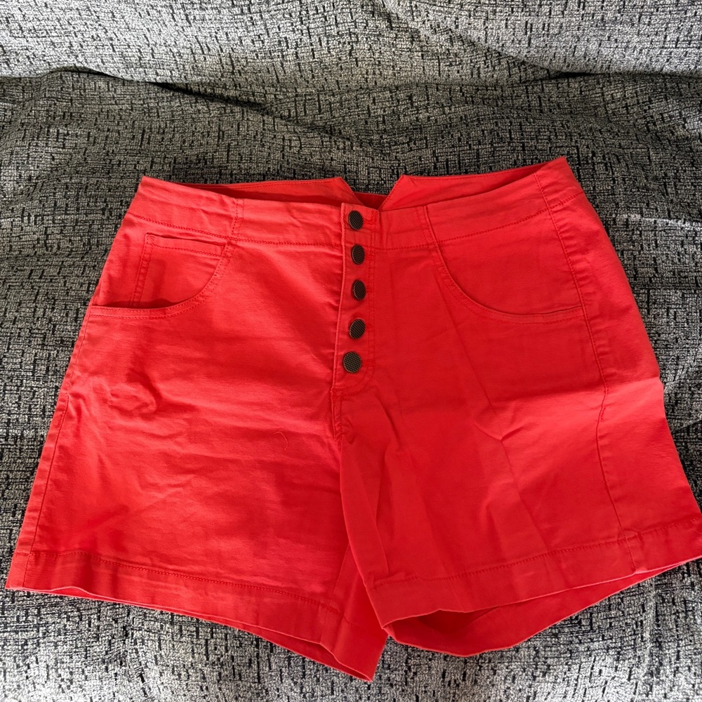 CAbi Red High Waist Shorts with Structured Fit